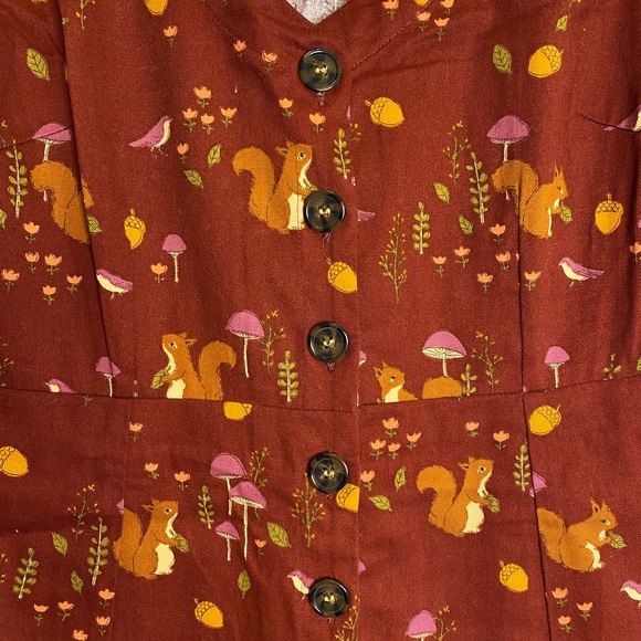Modcloth Dresses Princess Highway Mushrooms And Squirrels Jumper